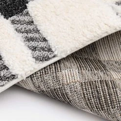 Home Decorators Collection Shag Black and White 5 ft. x 7 ft. Menswear Polypropylene Area Rug -Flora Home Decorators Soldes black white home decorators collection area rugs 5650 290 51hdb 1d 1000