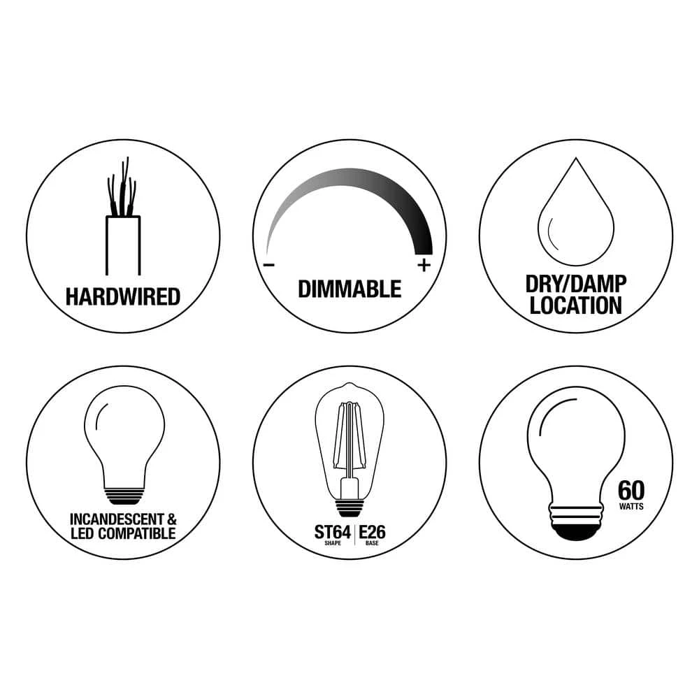 Home Decorators Collection Walden Forge 2-Light Black Frame Flush Mount Ceiling Light with Antique Brass Sockets 5 Home Decorators Collection Walden Forge 2-Light Black Frame Flush Mount Ceiling Light with Antique Brass Sockets - Image 3