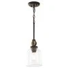 Home Decorators Collection Knollwood 7 in. 1-Light Blackened Bronze Industrial Mini Pendant Light with Vintage Brass Accents & Clear Glass Shade -Flora Home Decorators Soldes blackened bronze home decorators collection pendant lights 7994hdcbbdi 64 1000