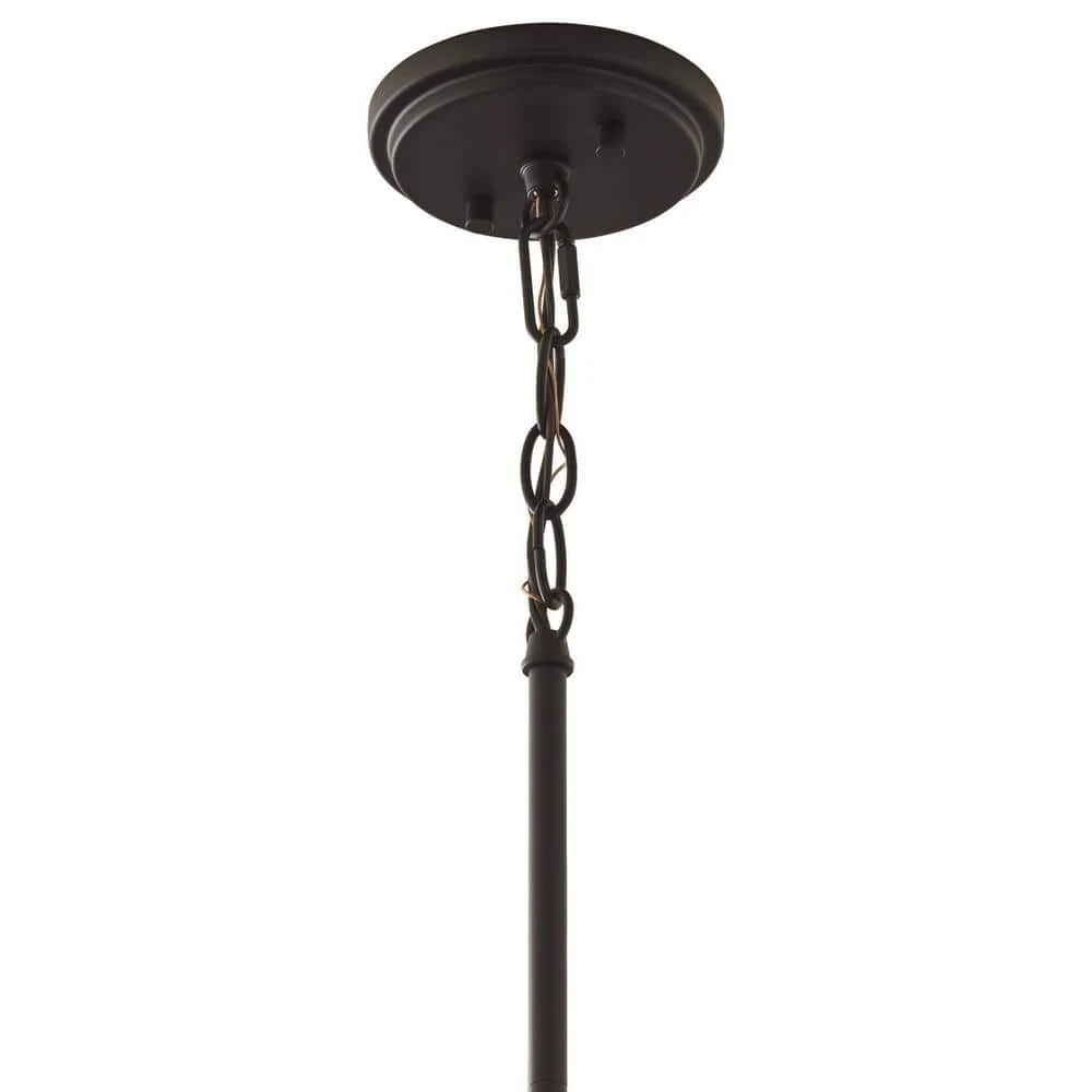 Home Decorators Collection Knollwood 7 in. 1-Light Blackened Bronze Industrial Mini Pendant Light with Vintage Brass Accents & Clear Glass Shade 6 Home Decorators Collection Knollwood 7 in. 1-Light Blackened Bronze Industrial Mini Pendant Light with Vintage Brass Accents & Clear Glass Shade - Image 4