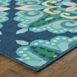 Home Decorators Collection Bayview Blue/Aqua 5 ft 3 in x 7 ft 6 in Outdoor Area Rug -Flora Home Decorators Soldes blue aqua home decorators collection outdoor rugs 9526220310 1d 1000