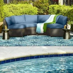 Home Decorators Collection Bayview Blue/Aqua 5 ft 3 in x 7 ft 6 in Outdoor Area Rug -Flora Home Decorators Soldes blue aqua home decorators collection outdoor rugs 9526220310 1f 1000