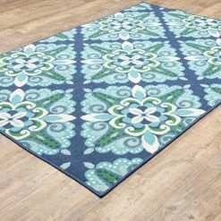 Home Decorators Collection Bayview Blue/Aqua 5 ft 3 in x 7 ft 6 in Outdoor Area Rug -Flora Home Decorators Soldes blue aqua home decorators collection outdoor rugs 9526220310 40 1000