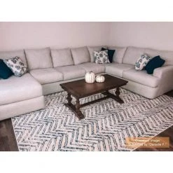 Home Decorators Collection Rosanne Geometric Herringbone Blue 8 ft. x 10 ft. Area Rug -Flora Home Decorators Soldes blue home decorators collection area rugs rzbd94a 8010 31 1000