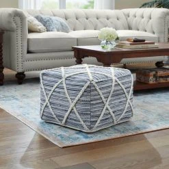 Home Decorators Collection Blue Cross Woven Square Floor Pouf Ottoman (20 in.) 18 Home Decorators Collection Blue Cross Woven Square Floor Pouf Ottoman (20 in.) -Flora Home Decorators Soldes blue home decorators collection ottomans mh 1829 40 1000