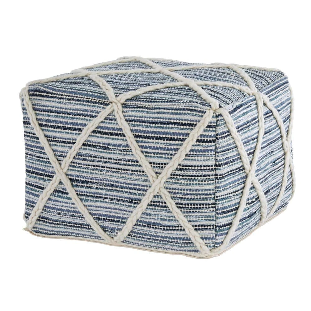 Home Decorators Collection Blue Cross Woven Square Floor Pouf Ottoman (20 in.) 3 Home Decorators Collection Blue Cross Woven Square Floor Pouf Ottoman (20 in.)
