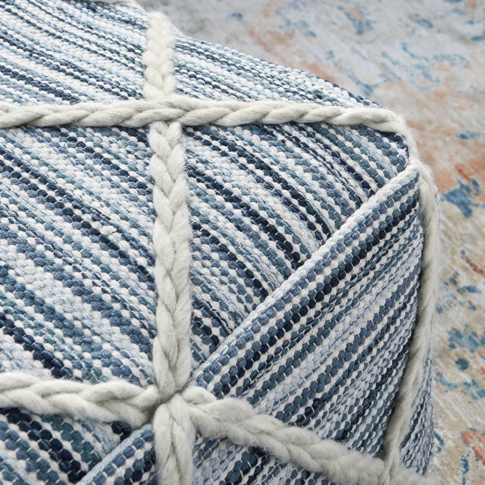 Home Decorators Collection Blue Cross Woven Square Floor Pouf Ottoman (20 in.) 6 Home Decorators Collection Blue Cross Woven Square Floor Pouf Ottoman (20 in.) - Image 4