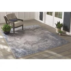 Home Decorators Collection Aurora Blue 8 ft. x 10 ft. Indoor/Outdoor Area Rug -Flora Home Decorators Soldes blue home decorators collection outdoor rugs 79337 77 1000