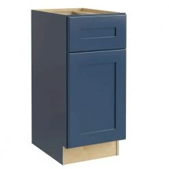 Home Decorators Collection Newport Blue Painted Plywood Shaker Stock Assembled Base Kitchen Cabinet 1-Drawer Right 15 in. x 34.5 in. x 24 in.