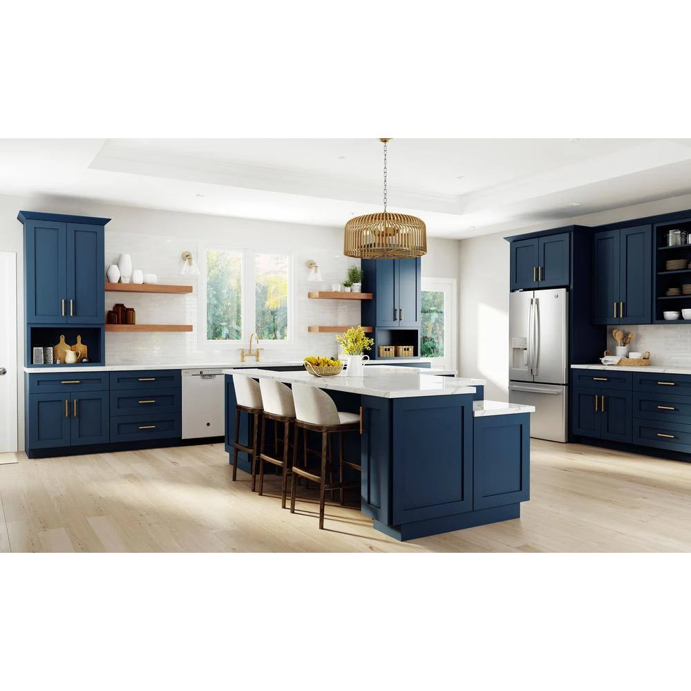 Home Decorators Collection Neptune Blue Painted Shaker Assembled Plywood Stock Matching Kitchen Cabinet Toe Kick 96 in. x 4.5 in. x 0.125 in. 9 Home Decorators Collection Neptune Blue Painted Shaker Assembled Plywood Stock Matching Kitchen Cabinet Toe Kick 96 in. x 4.5 in. x 0.125 in. - Image 7