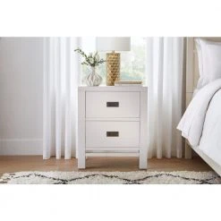Home Decorators Collection Calden Bright White 2-Drawer Nightstand (26 in. H x 22 in. W x 16 in. D) -Flora Home Decorators Soldes bright white home decorators collection nightstands campaign ns 40 1000