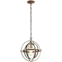 Home Decorators Collection Barton Bay 1-Light Bronze and Champagne Pewter Orb Mini Pendant