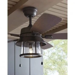 Home Decorators Collection Shanahan 52 in. Indoor/Outdoor LED Bronze Ceiling Fan with Light Kit, Downrod and Reversible Blades -Flora Home Decorators Soldes bronze home decorators collection ceiling fans with lights 59201 66 1000