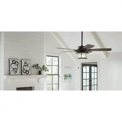 Home Decorators Collection Shanahan 52 in. Indoor/Outdoor LED Bronze Ceiling Fan with Light Kit, Downrod and Reversible Blades -Flora Home Decorators Soldes bronze home decorators collection ceiling fans with lights 59201 76 1000