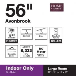 Home Decorators Collection Avonbrook 56 in. LED Bronze Ceiling Fan with Light Kit and Remote Control -Flora Home Decorators Soldes bronze home decorators collection ceiling fans with lights 59256 66 1000