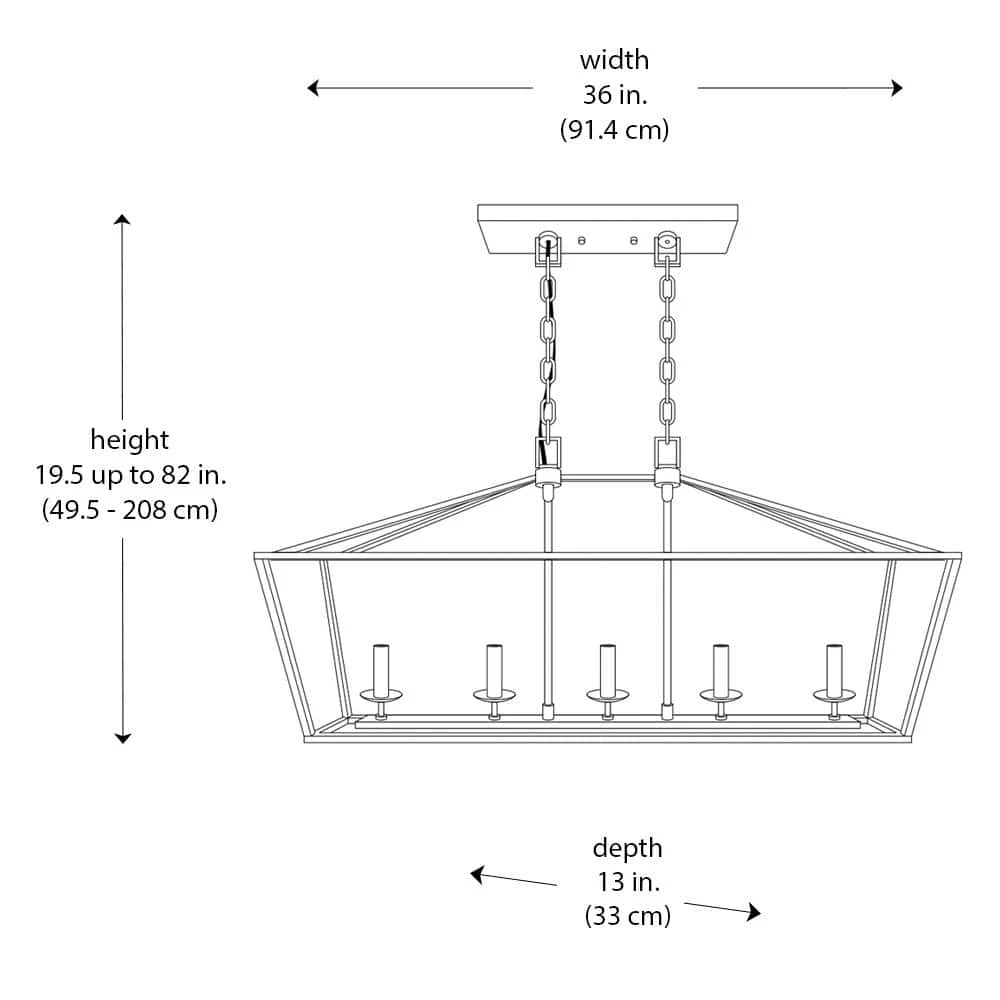 Home Decorators Collection Weyburn 5-Light 36 in. Bronze Caged Farmhouse Linear Island Hanging Chandelier for Kitchen 5 Home Decorators Collection Weyburn 5-Light 36 in. Bronze Caged Farmhouse Linear Island Hanging Chandelier for Kitchen - Image 3