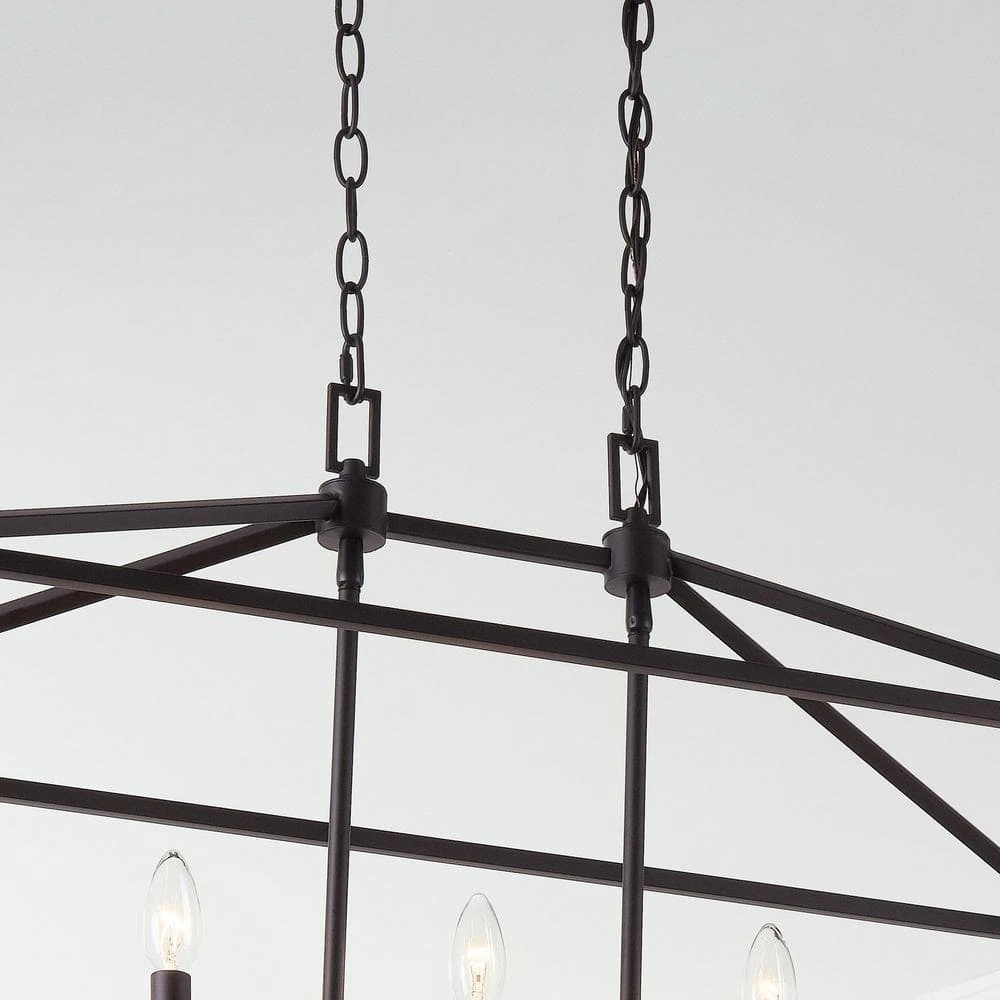 Home Decorators Collection Weyburn 5-Light 36 in. Bronze Caged Farmhouse Linear Island Hanging Chandelier for Kitchen 8 Home Decorators Collection Weyburn 5-Light 36 in. Bronze Caged Farmhouse Linear Island Hanging Chandelier for Kitchen - Image 6