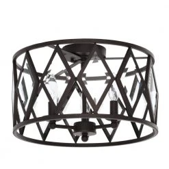Home Decorators Collection Tessali 16 in. 3-Light Bronze Prismatic Glass Flush Mount Ceiling Light -Flora Home Decorators Soldes bronze home decorators collection flush mount lights 20364 001 66 1000