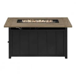 Home Decorators Collection Wenmare 25.98 in. x 24.80 in. Rectangular Steel Propane Gas Brown Fire Pit