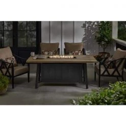 Home Decorators Collection Wenmare 40 in. x 28.50 in. Rectangular Steel Propane Gas Brown Fire Pit Table