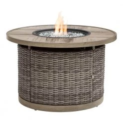 Home Decorators Collection Avondale 39.96 in. x 25 in. Round Steel Propane Gas Brown Fire Pit