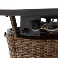 Home Decorators Collection Kettering 29.92 in. x 25 in. Round Steel Propane Gas Brown Fire Pit -Flora Home Decorators Soldes brown home decorators collection gas fire pits fhws80121 4f 1000