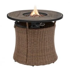 Home Decorators Collection Kettering 29.92 in. x 25 in. Round Steel Propane Gas Brown Fire Pit