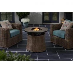 Home Decorators Collection Kettering 29.92 in. x 25 in. Round Steel Propane Gas Brown Fire Pit -Flora Home Decorators Soldes brown home decorators collection gas fire pits fhws80121 66 1000
