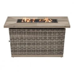 Home Decorators Collection Avondale 25.98 in. x 25 in. Rectangular Steel Propane Gas Brown Fire Pit