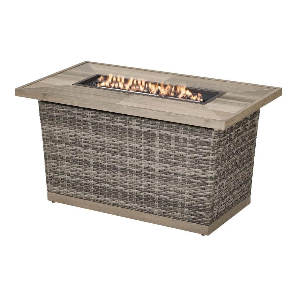 Home Decorators Collection Avondale 25.98 in. x 25 in. Rectangular Steel Propane Gas Brown Fire Pit 4 Home Decorators Collection Avondale 25.98 in. x 25 in. Rectangular Steel Propane Gas Brown Fire Pit - Image 2