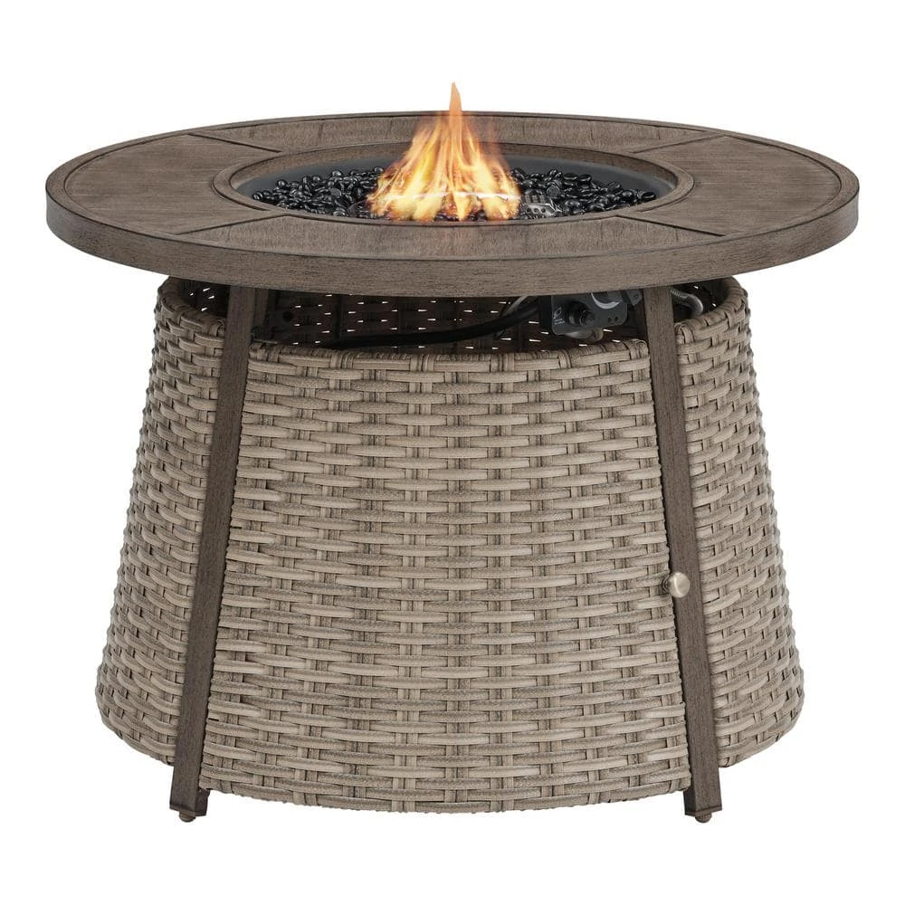 Home Decorators Collection Hayden 36.02 in. x 25 in. Round Steel Propane Gas Brown Fire Pit 5 Home Decorators Collection Hayden 36.02 in. x 25 in. Round Steel Propane Gas Brown Fire Pit - Image 3