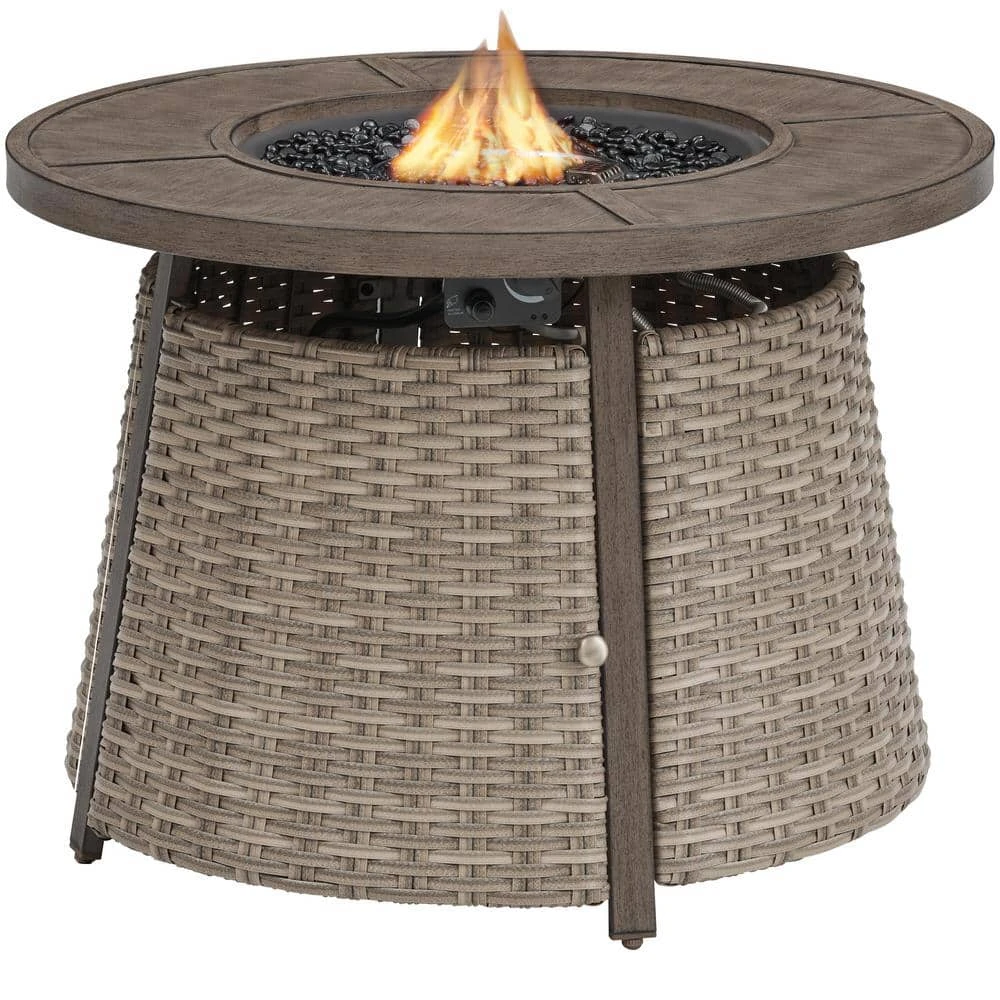 Home Decorators Collection Hayden 36.02 in. x 25 in. Round Steel Propane Gas Brown Fire Pit 4 Home Decorators Collection Hayden 36.02 in. x 25 in. Round Steel Propane Gas Brown Fire Pit - Image 2