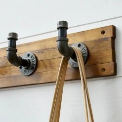 Home Decorators Collection 27 in. Brown Hook Rack with 4 Industrial Pipe Hooks -Flora Home Decorators Soldes brown home decorators collection hooks 64161 1f 1000