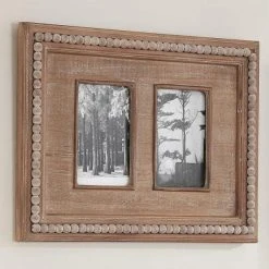 Home Decorators Collection 4" x 6" Natural Beaded Wood 2-Opening Picture Frame -Flora Home Decorators Soldes brown home decorators collection picture frames m180394xxb 40 1000