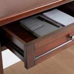 Home Decorators Collection 44 in. Rectangular Brown 2 Drawer Writing Desk with Solid Wood Material -Flora Home Decorators Soldes brown home decorators collection writing desks sk19051a3 sb 1d 1000