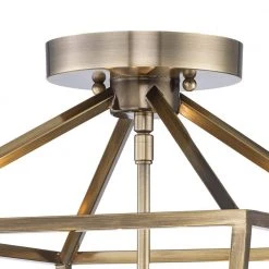 Home Decorators Collection Weyburn 16.5 in. 4-Light Brushed Brass Lantern Farmhouse Semi-Flush Mount Ceiling Light Fixture -Flora Home Decorators Soldes brushed brass home decorators collection flush mount lights c5596 bb 44 1000