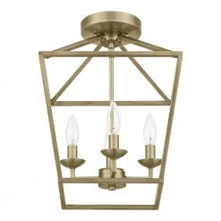 Home Decorators Collection Weyburn 16.5 in. 4-Light Brushed Brass Lantern Farmhouse Semi-Flush Mount Ceiling Light Fixture -Flora Home Decorators Soldes brushed brass home decorators collection flush mount lights c5596 bb fa 1000