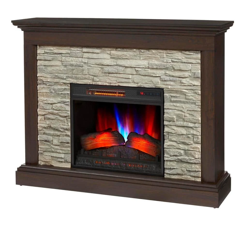 Home Decorators Collection Whittington 50 in. Freestanding Electric Fireplace in Brushed Dark Pine with Gray Faux Stone 4 Home Decorators Collection Whittington 50 in. Freestanding Electric Fireplace in Brushed Dark Pine with Gray Faux Stone - Image 2