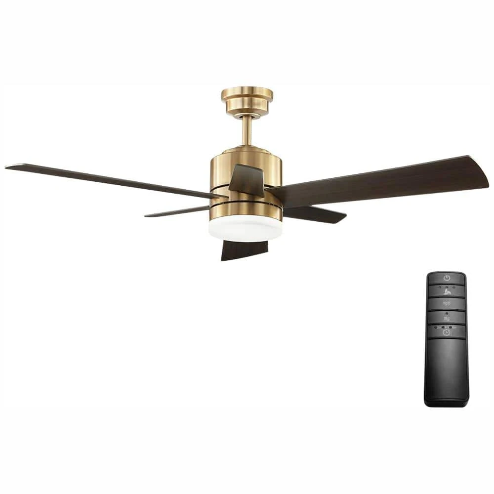 Home Decorators Collection Hexton 52 in. Indoor Integrated LED Brushed Gold Ceiling Fan with Light Kit, Remote Control and 6 Reversible Blades 3 Home Decorators Collection Hexton 52 in. Indoor Integrated LED Brushed Gold Ceiling Fan with Light Kit, Remote Control and 6 Reversible Blades