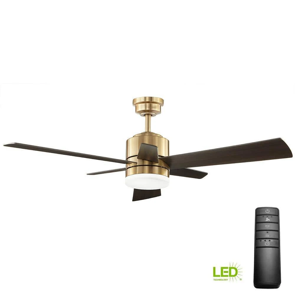 Home Decorators Collection Hexton 52 in. Indoor Integrated LED Brushed Gold Ceiling Fan with Light Kit, Remote Control and 6 Reversible Blades 7 Home Decorators Collection Hexton 52 in. Indoor Integrated LED Brushed Gold Ceiling Fan with Light Kit, Remote Control and 6 Reversible Blades - Image 5