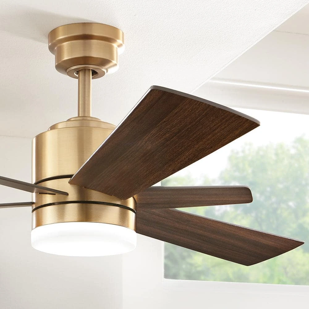 Home Decorators Collection Hexton 52 in. Indoor Integrated LED Brushed Gold Ceiling Fan with Light Kit, Remote Control and 6 Reversible Blades 9 Home Decorators Collection Hexton 52 in. Indoor Integrated LED Brushed Gold Ceiling Fan with Light Kit, Remote Control and 6 Reversible Blades - Image 7