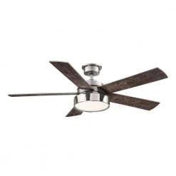 Home Decorators Collection Cherwell 52 in. LED Brushed Nickel Ceiling Fan with Light and Remote Control works with Google and Alexa -Flora Home Decorators Soldes brushed nickel and polished nickel home decorators collection ceiling fans with lights am658 bn pn b 1d 1000
