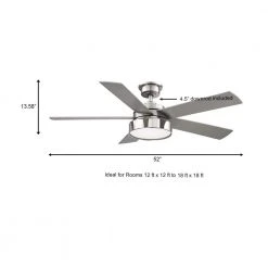 Home Decorators Collection Cherwell 52 in. LED Brushed Nickel Ceiling Fan with Light and Remote Control works with Google and Alexa -Flora Home Decorators Soldes brushed nickel and polished nickel home decorators collection ceiling fans with lights am658 bn pn b a0 1000