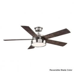 Home Decorators Collection Cherwell 52 in. LED Brushed Nickel Ceiling Fan with Light and Remote Control works with Google and Alexa -Flora Home Decorators Soldes brushed nickel and polished nickel home decorators collection ceiling fans with lights am658 bn pn b c3 1000