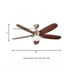 Home Decorators Collection Breezemore 56 in. Indoor LED Brushed Nickel Ceiling Fan with Light Kit, Downrod, DC Motor and Remote Control -Flora Home Decorators Soldes brushed nickel home decorators collection ceiling fans with lights 51558 a0 1000