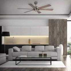 Home Decorators Collection Statewood 70 in. Indoor LED Brushed Nickel Ceiling Fan with Light Kit, Downrod, Remote Control and 6 Reversible Blades -Flora Home Decorators Soldes brushed nickel home decorators collection ceiling fans with lights 51770 40 1000