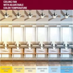 Home Decorators Collection Ester 54 in. White Color Changing Integrated LED Indoor/Outdoor Brushed Nickel Ceiling Fan with Light Kit and Remote -Flora Home Decorators Soldes brushed nickel home decorators collection ceiling fans with lights 52155 40 1000