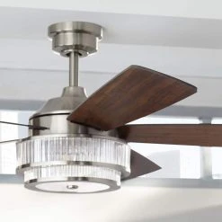 Home Decorators Collection Caldwell 52 in. Indoor Integrated LED Brushed Nickel Dry Rated Ceiling Fan with Light Kit and Remote Control -Flora Home Decorators Soldes brushed nickel home decorators collection ceiling fans with lights 52384 40 1000