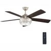 Home Decorators Collection Caldwell 52 in. Indoor Integrated LED Brushed Nickel Dry Rated Ceiling Fan with Light Kit and Remote Control -Flora Home Decorators Soldes brushed nickel home decorators collection ceiling fans with lights 52384 64 1000