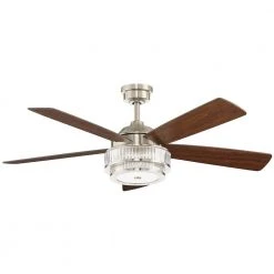 Home Decorators Collection Caldwell 52 in. Indoor Integrated LED Brushed Nickel Dry Rated Ceiling Fan with Light Kit and Remote Control -Flora Home Decorators Soldes brushed nickel home decorators collection ceiling fans with lights 52384 c3 1000
